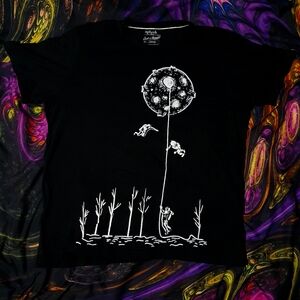 L - Splash Basics Black "Just a Thought" Moon Flower Shirt